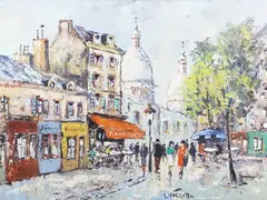 E. Vorretto, Paris Street Scene with Sacré Coeur, oil on canvas
