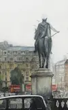 Colin Menin, Trafalgar Square, London, watercolour with gouache