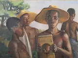 Maurice Fiévet, Enfants du Plateau, Nigeria, 1945, oil on canvas