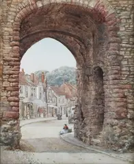 Frederick Hamilton Jackson, The Village Street' (View through the Landgate, Rye, East Sussex), watercolour