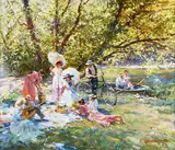 Victor Efimenko, Picnic, oil on canvas