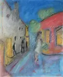 Philip Kelly, Street Corner, pastel with coloured chalks