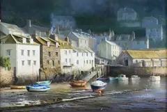 Duncan Palmer, Polperro Harbour, Cornwall, oil on canvas