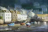 Duncan Palmer, Polperro Harbour, Cornwall, oil on canvas