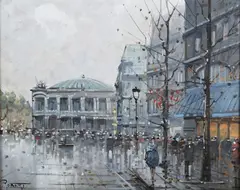 R. Robert, View of the Paris Opera House, oil on canvas