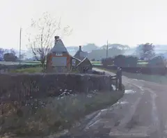 Norman Battershill, Landscape with Cottage on a Lane, acrylic on board