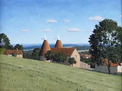 Christopher Hankey, Farm near Underriver, oil on board
