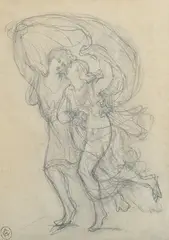Etude pour l'Orage by Pierre Auguste Cot, pencil, sold Apr 2023