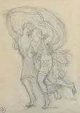 Pierre Auguste Cot, Etude pour l'Orage, pencil