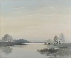 Edwin Harris, River Arun, Pulborough, 1957, watercolour