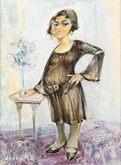 Vase by Mounir Ekdawi, oil on canvas-board, sold Apr 2023