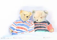 We'll have a chat while Robert is asleep…' (Teddy Bears) by Elizabeth Parr, watercolour, sold Apr 2023