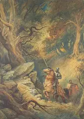 Paul Hardy, Knights on Horseback, watercolour