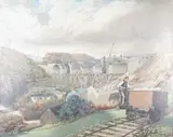 Bernard Higgs, Construction of a Railway Viaduct, 1894, oil on board