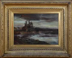 James Herbert Snell, View across a Lake, oil on canvas