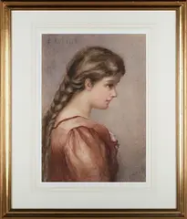 Florence Fox, Pauline' (Half Length Profile Portrait of a Young Girl), watercolour