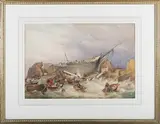John Francis Salmon, Recovering a Shipwreck, watercolour