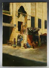 Orientalist Street Scene by Charles Launay, oil on canvas, sold Jan 2023