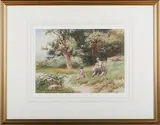 Fred Knowles, Three Figures on a Grassy Bank, watercolour