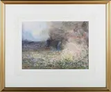 Mary Stevens, Christ Child in a Flower Meadow flanked by the Madonna and Angels, watercolour with gouache