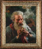 A. Basile, Portrait of a Bearded Gentleman smoking a Pipe, oil on canvas