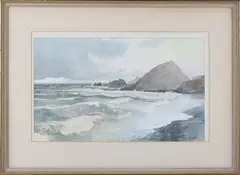 Charles Knight, Running Sea on the Devon Coast' (Hartland Point), 1972, watercolour