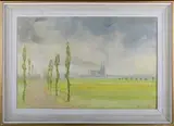 Mona Killpack, Chartre II' (Distant View of the Cathedral), oil on canvas