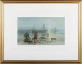Alfred Joseph Warne Browne, Fisher-girls on a Cornish Beach at Dusk, watercolour