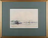 Edmund Aubrey Hunt, Venice, Working Gondola crossing the Lagoon, watercolour