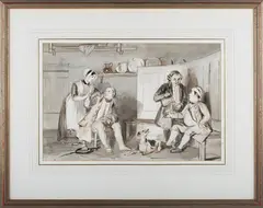 Charles Robert Leslie, Happy Moments, monochrome ink with wash
