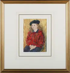 Girl in a Green Beret by Anna Novosyolova, watercolour, sold Jan 2023