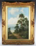 Edward Charles Mulready, Coastal Landscape with Trees, oil on canvas