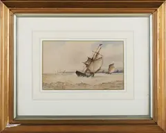 Frederick James Aldridge, Fishing Boats returning to Shoreham, watercolour