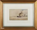Frederick James Aldridge, Fishing Boats returning to Shoreham, watercolour
