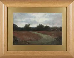 Frederic Yates, Heathland Landscape, oil on board
