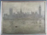 Jacobus Cornelis Wyand Cossaar, The Palace of Westminster from the South Bank, pastel with chalk