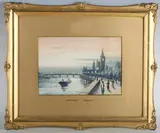 E. Seymour, Westminster' and 'The Thames Embankment, a pair of early 20th century watercolours with gouache