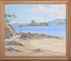 Hilary Clark, Mimiwhangata from Oakura' (New Zealand), oil on canvas-board