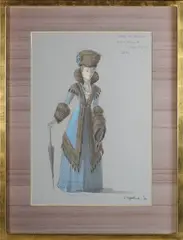 Sam Kirkpatrick, Nicholas and Alexandra, Lady in Waiting to Dowager Empress' (Costume Designs), two 20th century watercolours with gouache