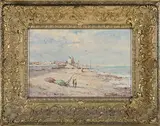 Harry Andrews, Late Evening, Aldeburgh Beach, Suffolk, oil on board