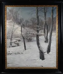 Hans Agersmap, Winter Woodland Landscape, oil on canvas