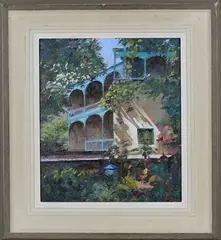 Bob Brown, A Garden in Morocco, Fez, oil on board circa 2013