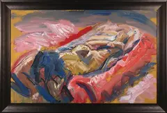Fred Blomfield, Reclining Female Nude, 21st century oil on board