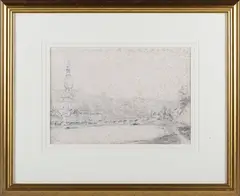 William Callow, Dinant on the Meuse, pencil