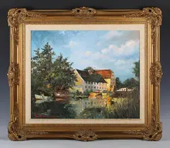 Betty Raphael, Hambleden Mill, Buckinghamshire, oil on canvas