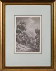 Edmund Becker, Coed Mas Luthion 1811, pen with ink and wash