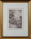 Edmund Becker, Coed Mas Luthion 1811, pen with ink and wash