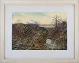 Paul Evans, Landscape with Ferns, Windmill and Tractor, watercolour with gouache