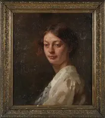 Leonard Swinnerton-Dyer, Half Length Portrait of a Lady wearing a White Blouse, oil on canvas