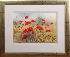 Andrew Dandridge, Many Poppies, watercolour with gouache